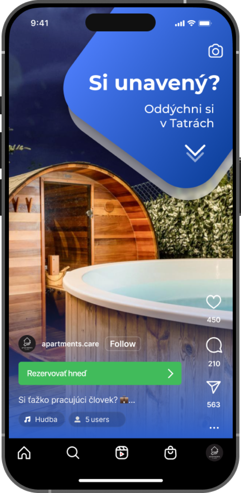 Instagram príspevok Apartments Care, wellness so saunou a vírivkou v apartmáne