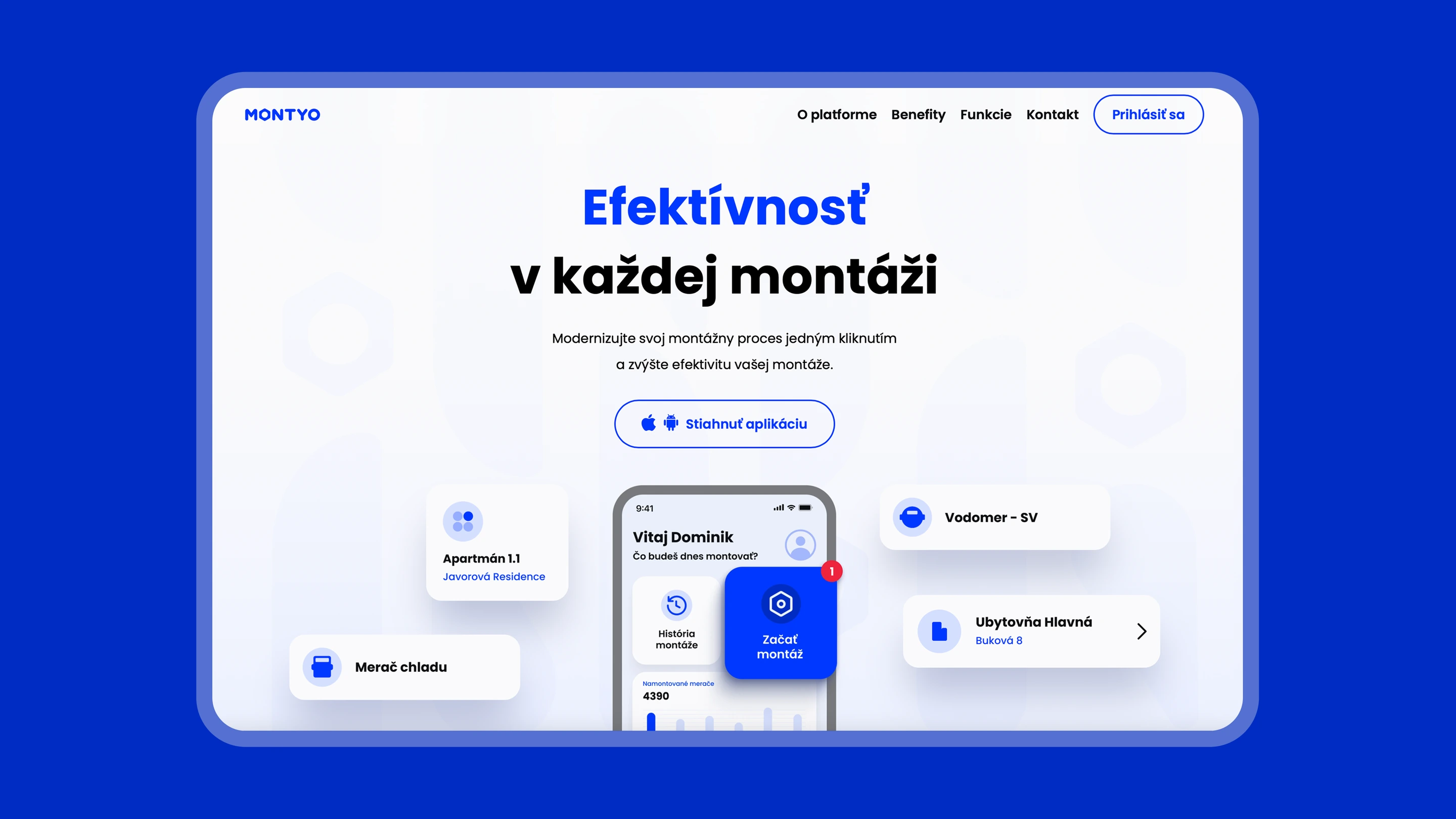 Montyo, hero webovej stránky: Efektívnosť v každej montáži