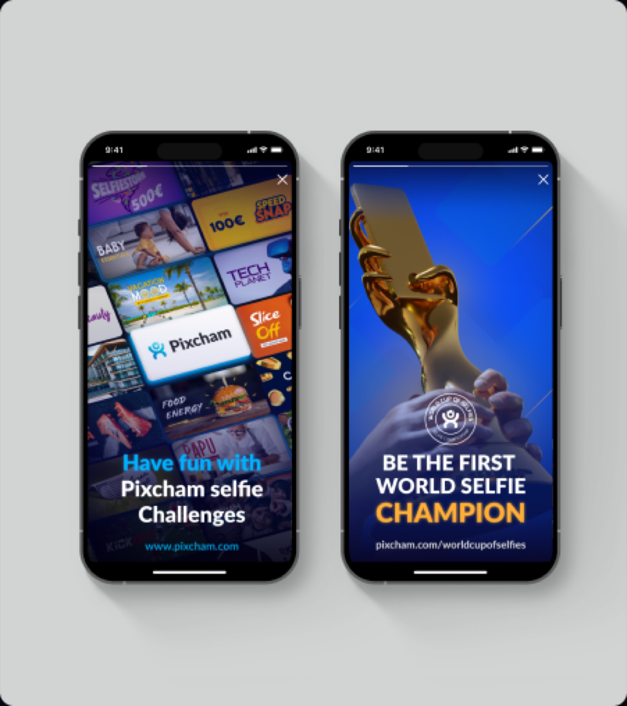 Telefónne mockupy mobilnej aplikácie Pixcham