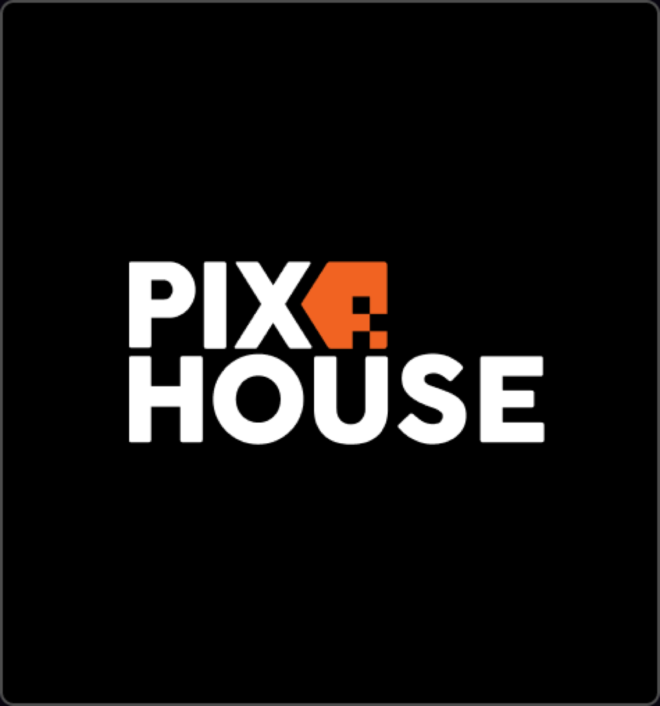 Logo karta PIXHOUSE s oranžovo-čiernou paletou